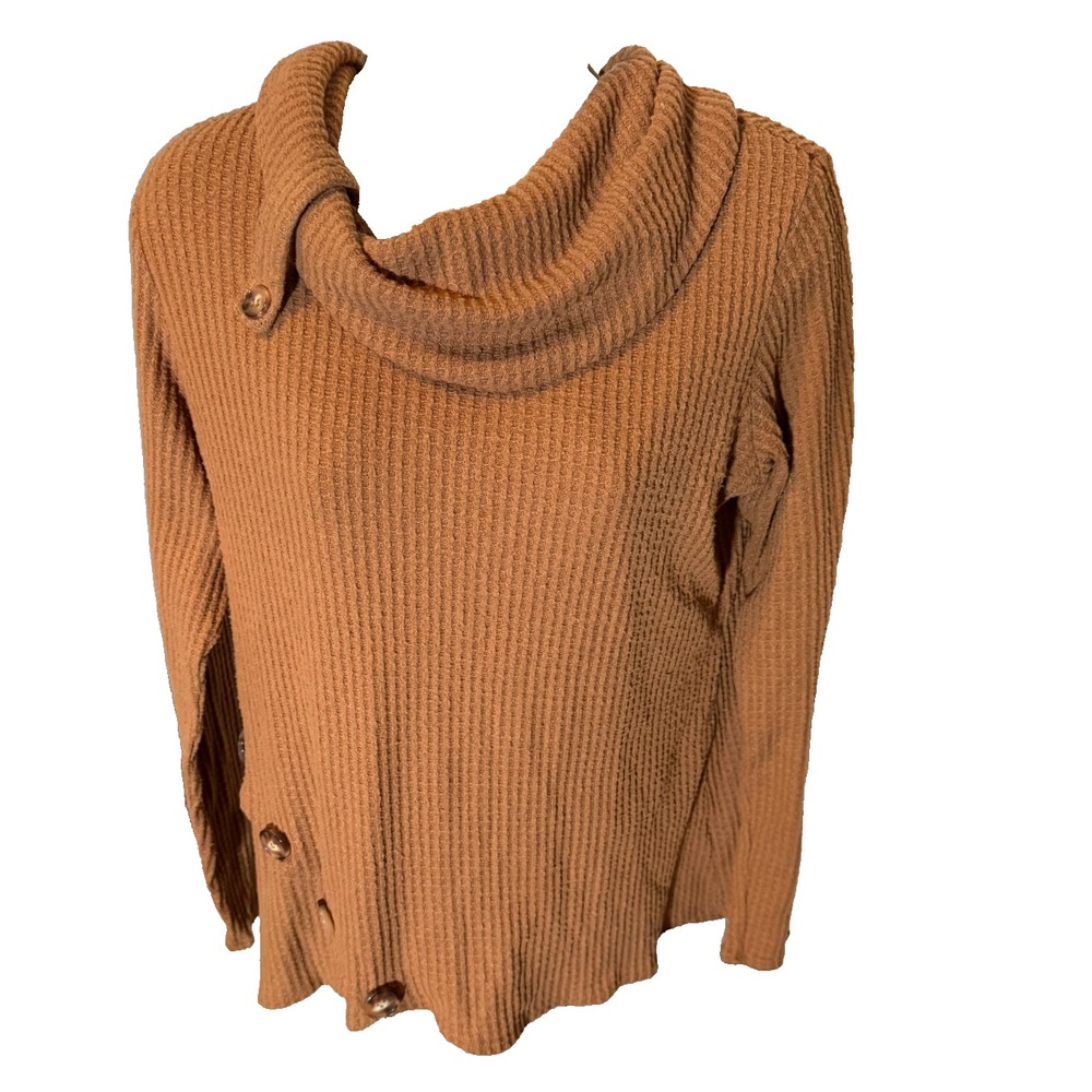 I.N. Studio Women L Brown Long Sleeve Casual Soft Sweater